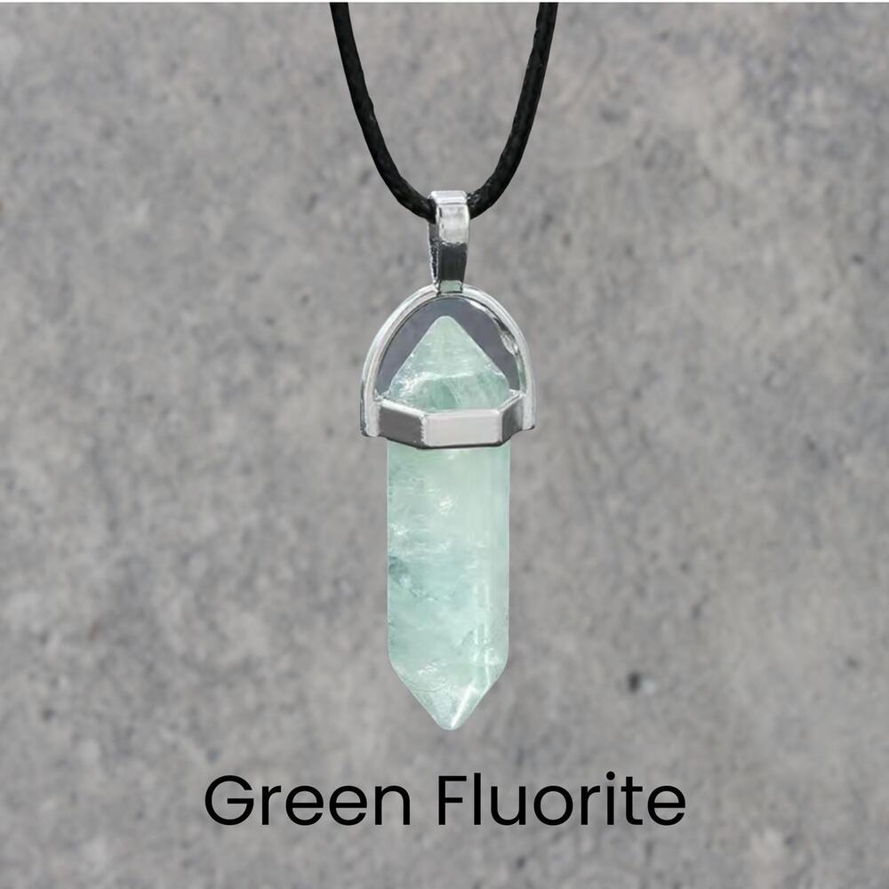 ⭐PICK 3/$30 Green Fluorite Silver Pendant Necklace Boho Fairycore Spiritual